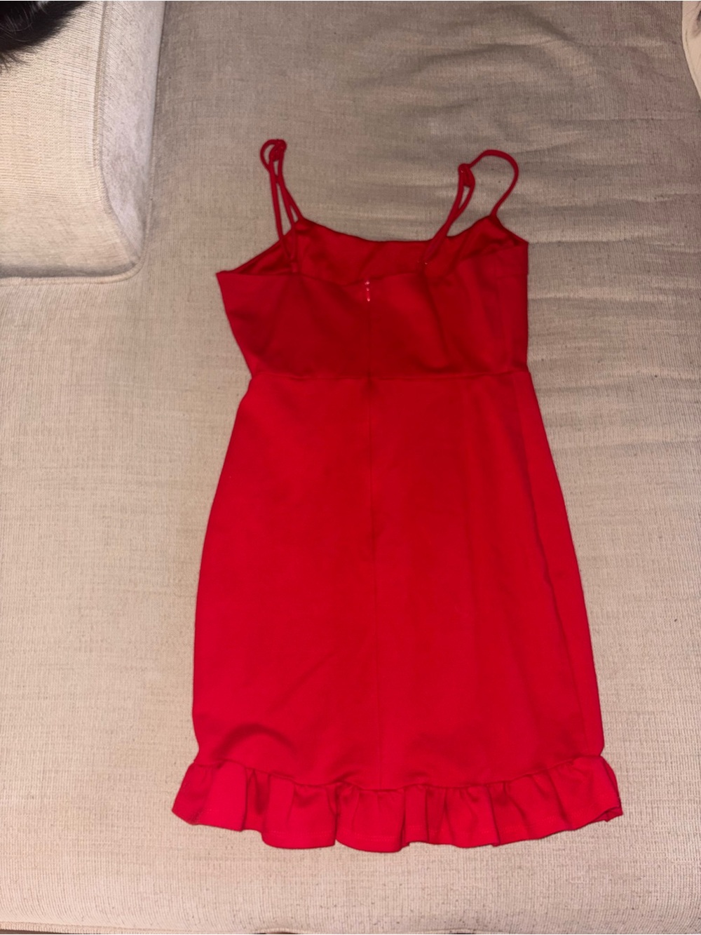 Lulu's Bright Red Spaghetti-Strap Ruffle-Hem Mini Dress - Picture 2 of 3